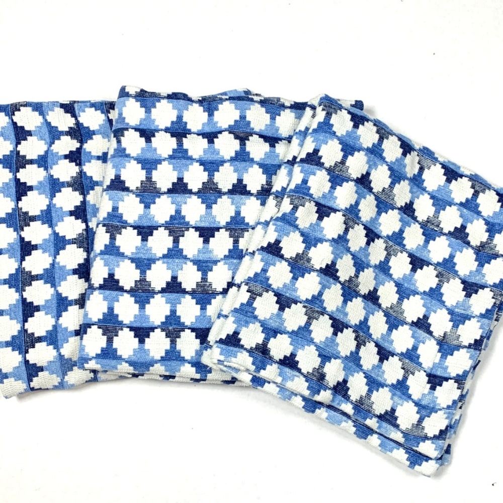 3 Custom Made X Large Throw Pillow Covers 3 Blue Navajo Print Shams - Picture 1 of 7